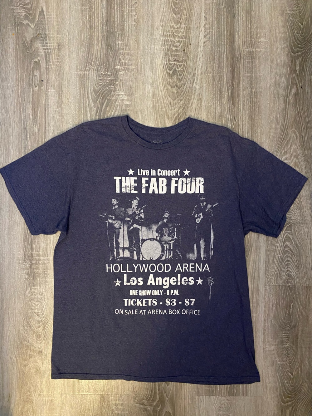 Affliction Navy The Beatles Fab Four Graphic Tee with White Concert Print